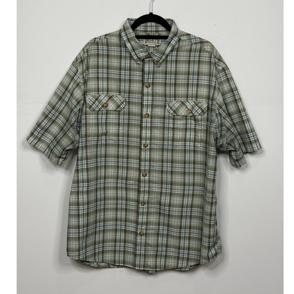 Duluth Trading Company Men's Short- Sleeve Button-Down Plaid Shirt / Size-XL
